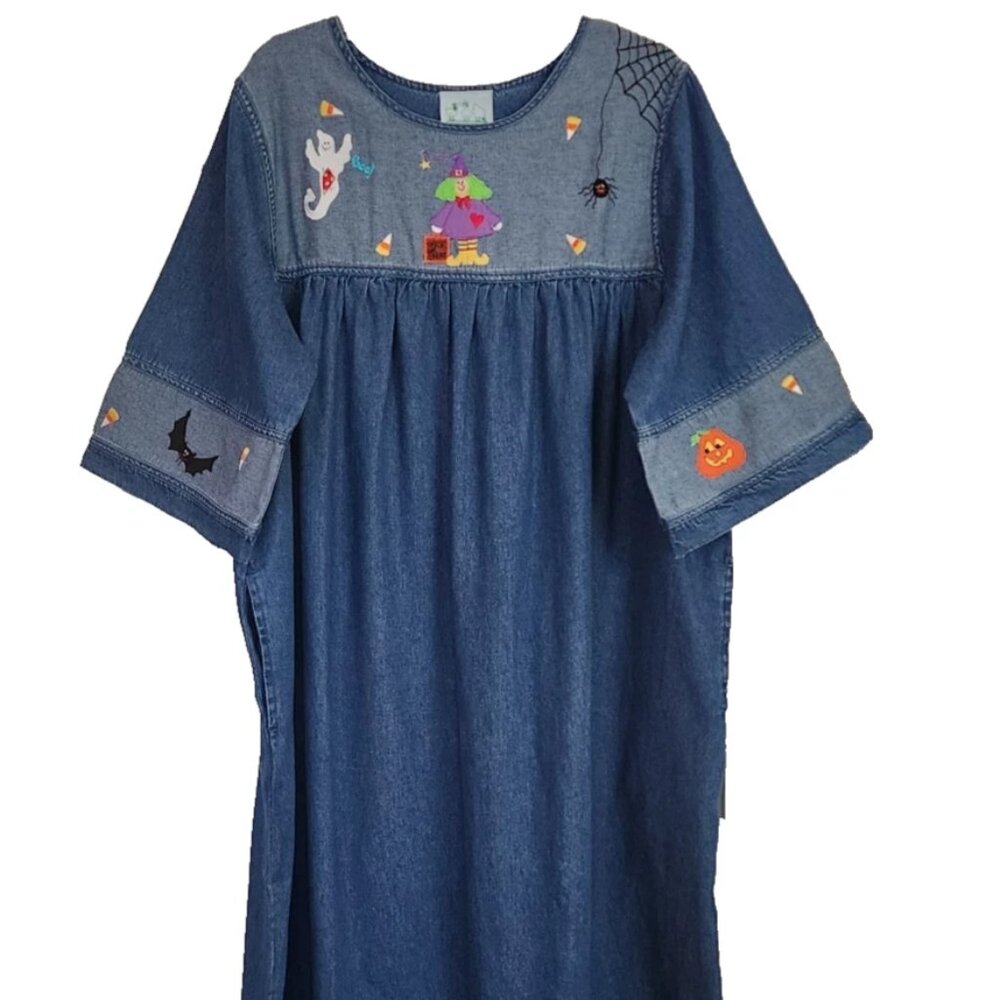 The Quacker Factory Women's 1X Vintage Halloween Maxi Dress Pockets NWT
